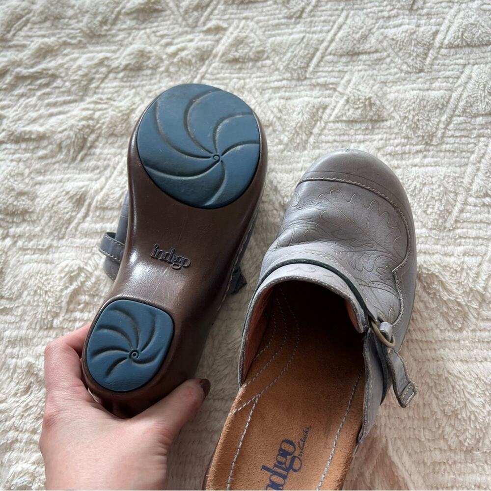 Indigo by Clarks Light Blue Leather Heeled Clogs - Picture 14 of 14